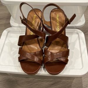 Brown Franco Sarto Blocked Heel Sandal, size 6.5
